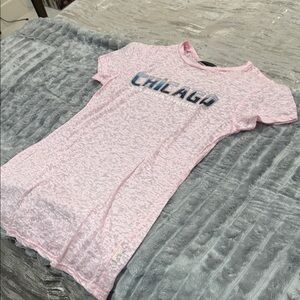 Pink sheer Shirt with 'Chicago' Print